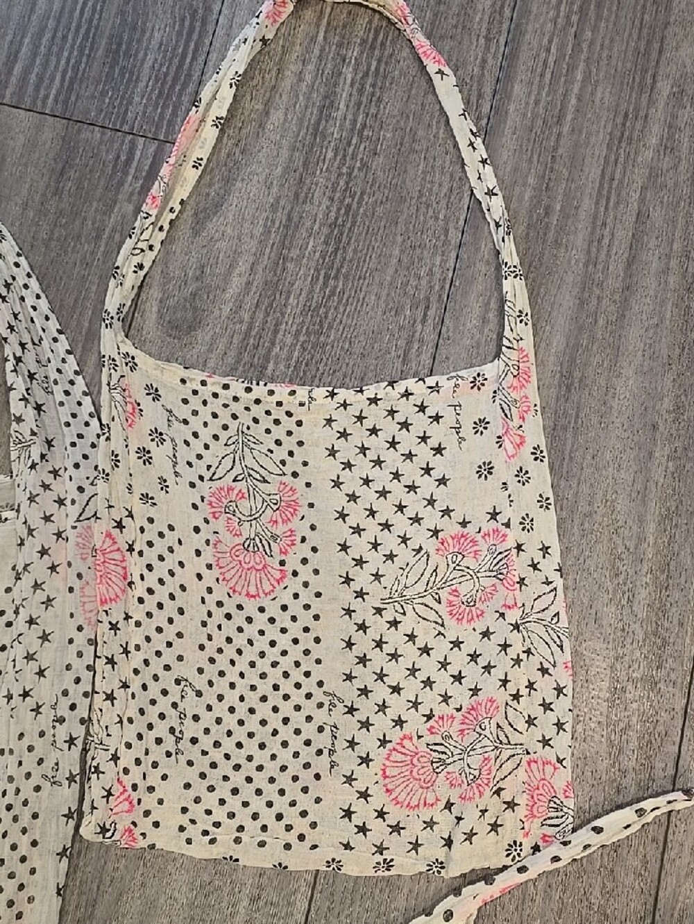 Free People Floral Patchwork Cream and Pink Shear 3 Set Boho Style bags. - Picture 3 of 14